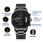 “Customizable Engraved Black Chronograph Watch