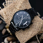 “Customizable Engraved Black Chronograph Watch