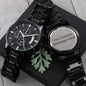 “Customizable Engraved Black Chronograph Watch