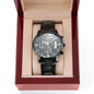 “Customizable Engraved Black Chronograph Watch