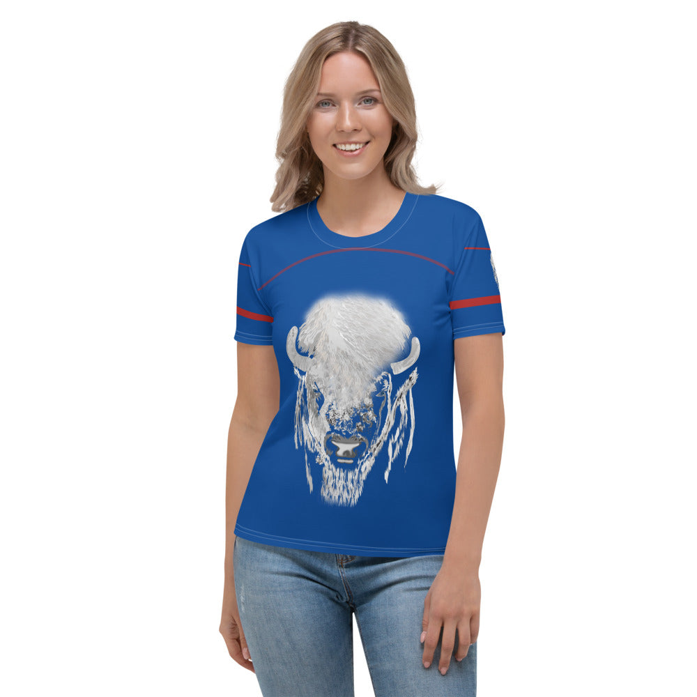 Bills White Buffalo Super Fan Collection Women's  Print All Over T-shirt