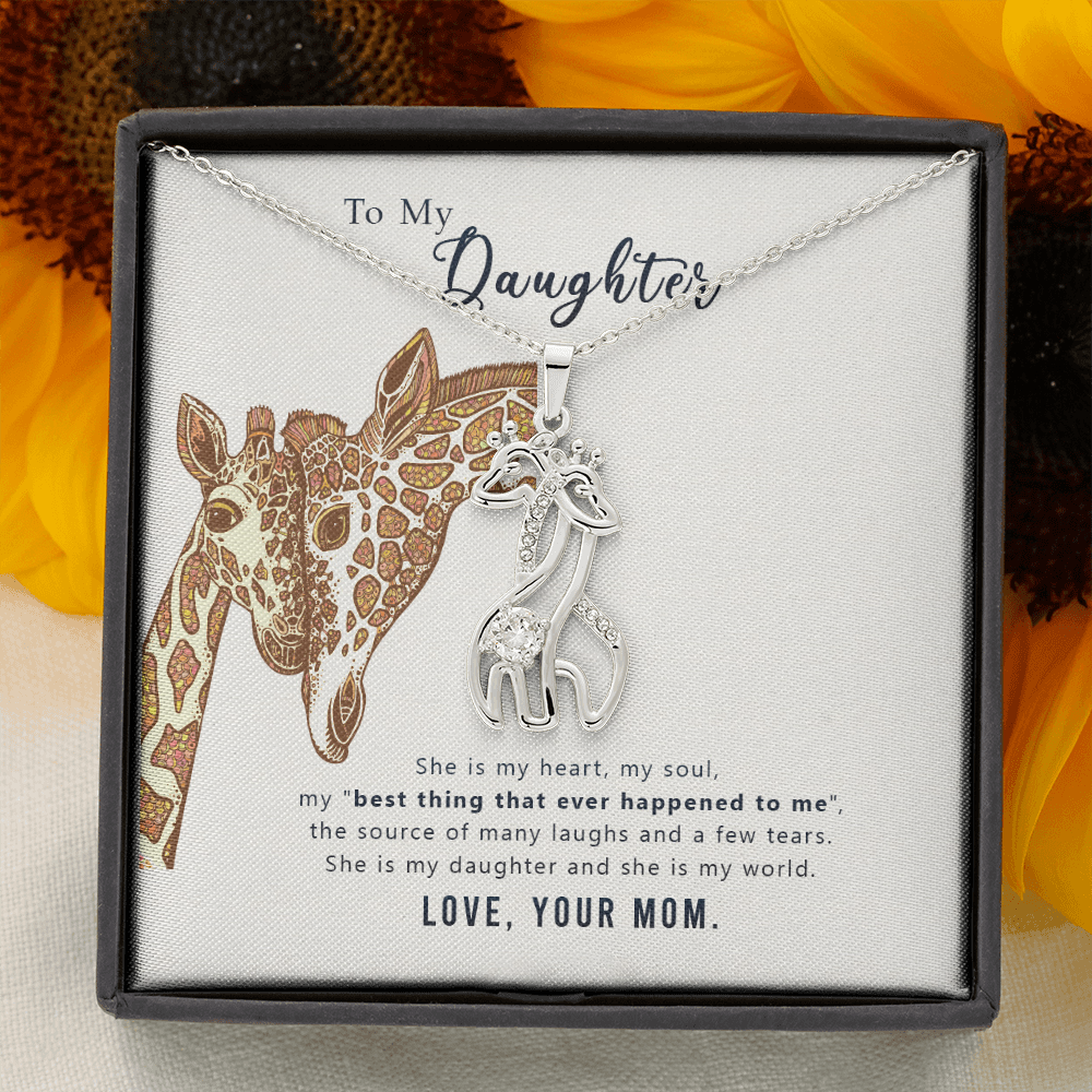 To My Daughter-  Graceful Love Giraffe Necklace