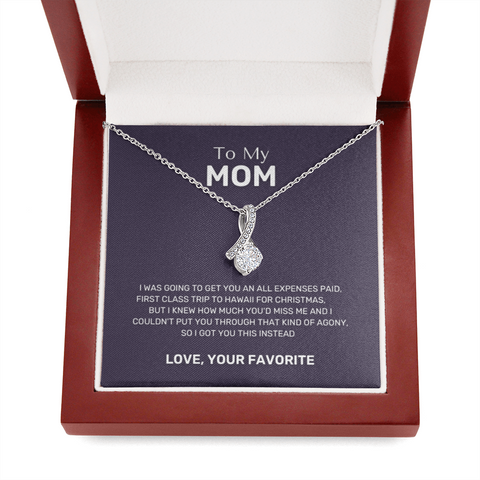 To My Mom, First Class Trip for Christmas- Eternity Love Necklace
